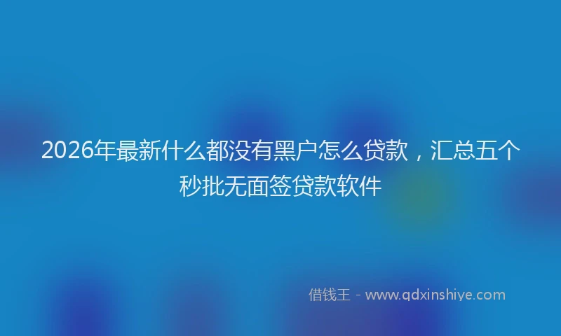 2026年最新什么都没有黑户怎么贷款，汇总五个秒批无面签贷款软件