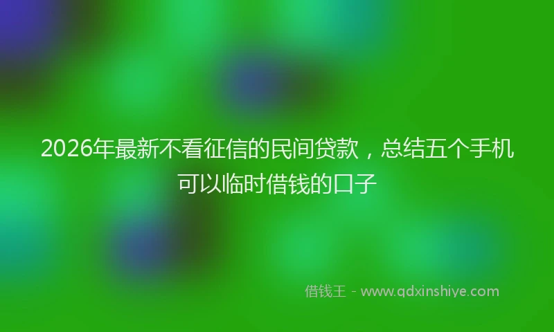 2026年最新不看征信的民间贷款，总结五个手机可以临时借钱的口子