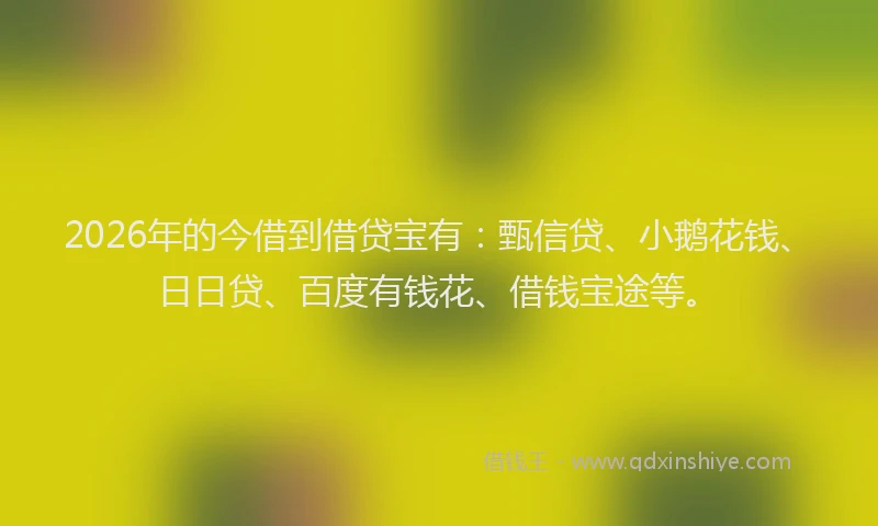 2026年的今借到借贷宝有:甄信贷、小鹅花钱、日日贷、百度有钱花、借钱宝途等。
