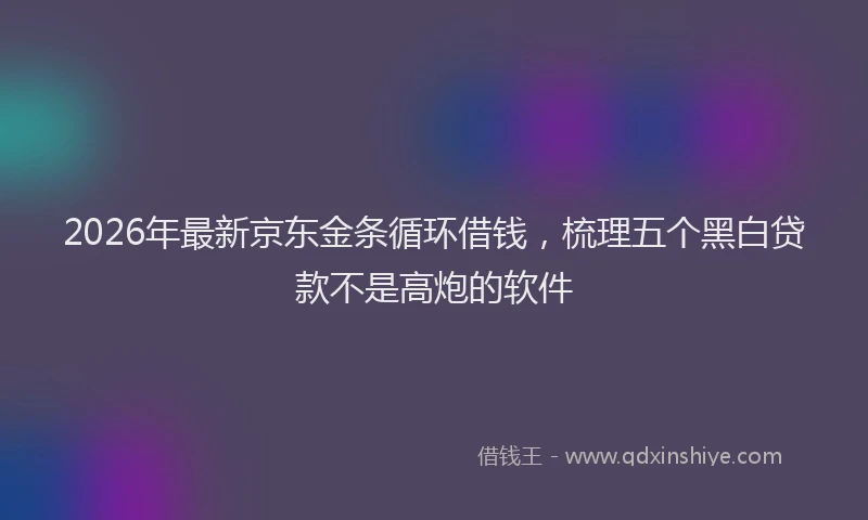 2026年最新京东金条循环借钱，梳理五个黑白贷款不是高炮的软件
