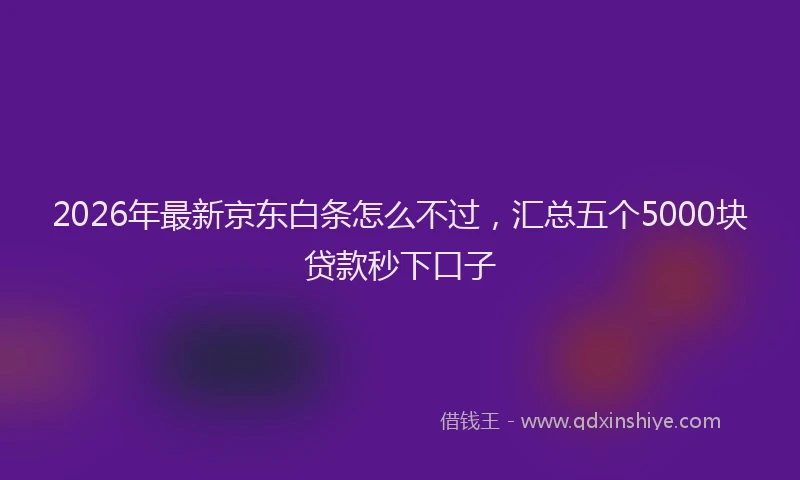 2026年最新京东白条怎么不过，汇总五个5000块贷款秒下口子