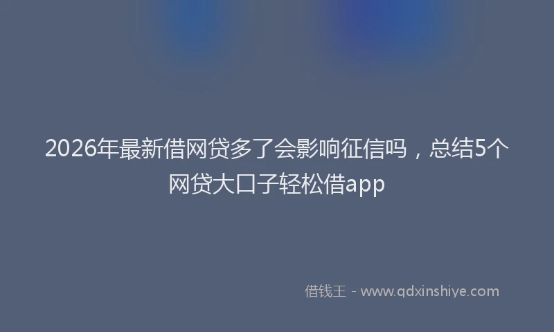 2026年最新借网贷多了会影响征信吗，总结5个网贷大口子轻松借app