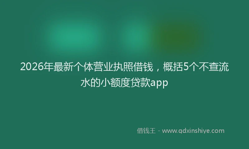 2026年最新个体营业执照借钱，概括5个不查流水的小额度贷款app