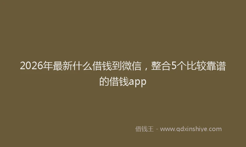2026年最新什么借钱到微信，整合5个比较靠谱的借钱app