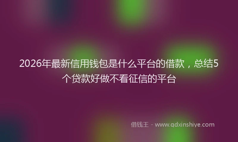 2026年最新信用钱包是什么平台的借款，总结5个贷款好做不看征信的平台