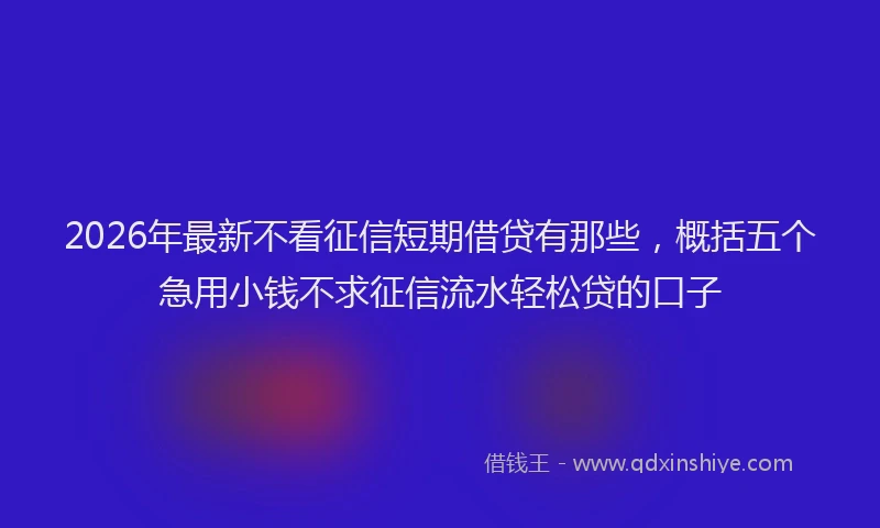 2026年最新不看征信短期借贷有那些，概括五个急用小钱不求征信流水轻松贷的口子