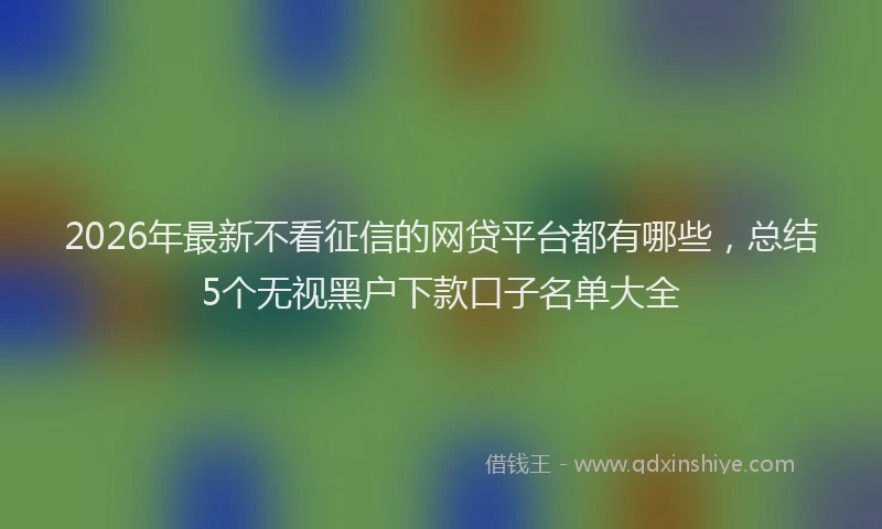 2026年最新不看征信的网贷平台都有哪些,总结5个无视黑户下款口子名单大全