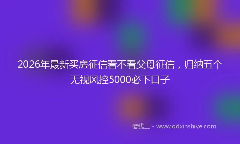 2026年最新买房征信看不看父母征信，归纳五个无视风控5000必下口子