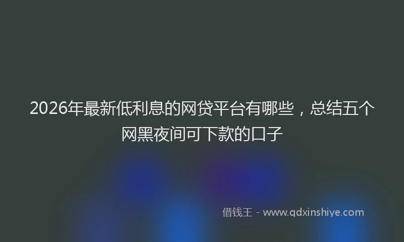 2026年最新低利息的网贷平台有哪些,总结五个网黑夜间可下款的口子