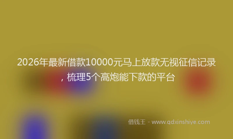 2026年最新借款10000元马上放款无视征信记录,梳理5个高炮能下款的平台