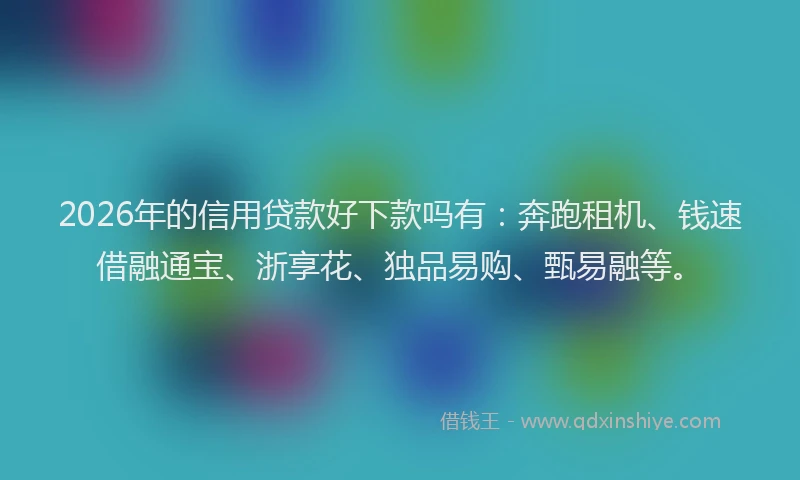 2026年的信用贷款好下款吗有：奔跑租机、钱速借融通宝、浙享花、独品易购、甄易融等。