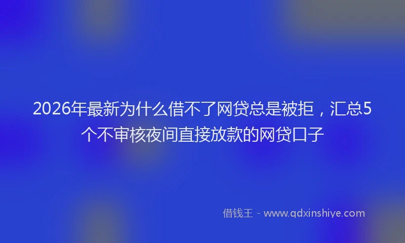 2026年最新为什么借不了网贷总是被拒，汇总5个不审核夜间直接放款的网贷口子