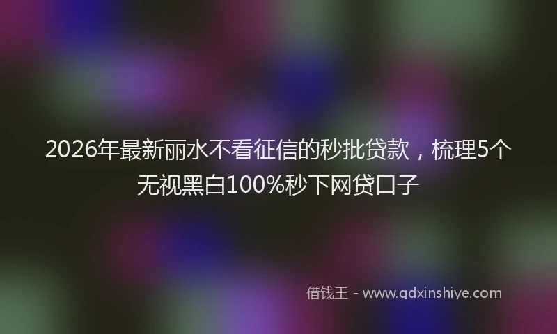 2026年最新丽水不看征信的秒批贷款,梳理5个无视黑白100%秒下网贷口子