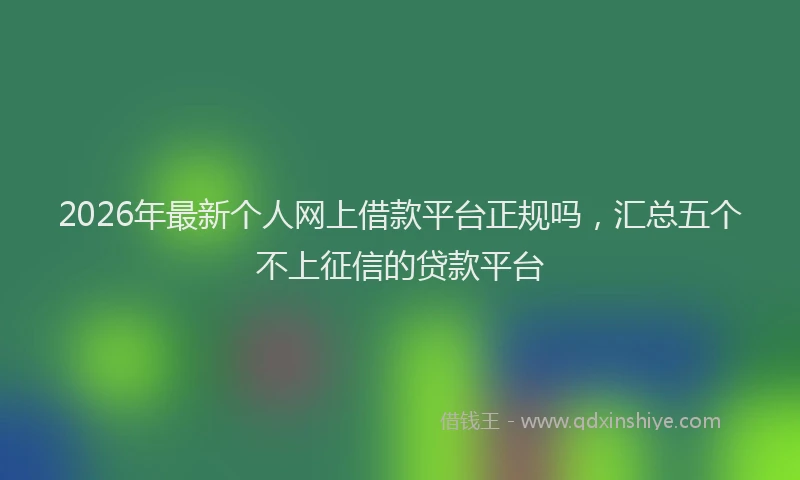 2026年最新个人网上借款平台正规吗，汇总五个不上征信的贷款平台