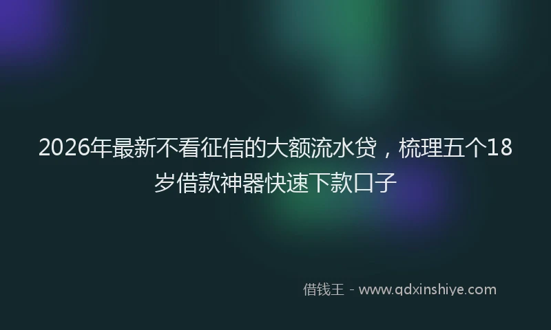 2026年最新不看征信的大额流水贷，梳理五个18岁借款神器快速下款口子