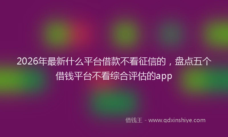 2026年最新什么平台借款不看征信的，盘点五个借钱平台不看综合评估的app