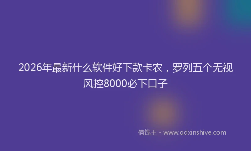 2026年最新什么软件好下款卡农，罗列五个无视风控8000必下口子