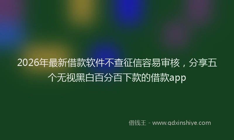 2026年最新借款软件不查征信容易审核，分享五个无视黑白百分百下款的借款app