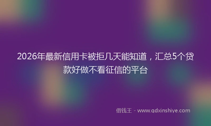 2026年最新信用卡被拒几天能知道,汇总5个贷款好做不看征信的平台