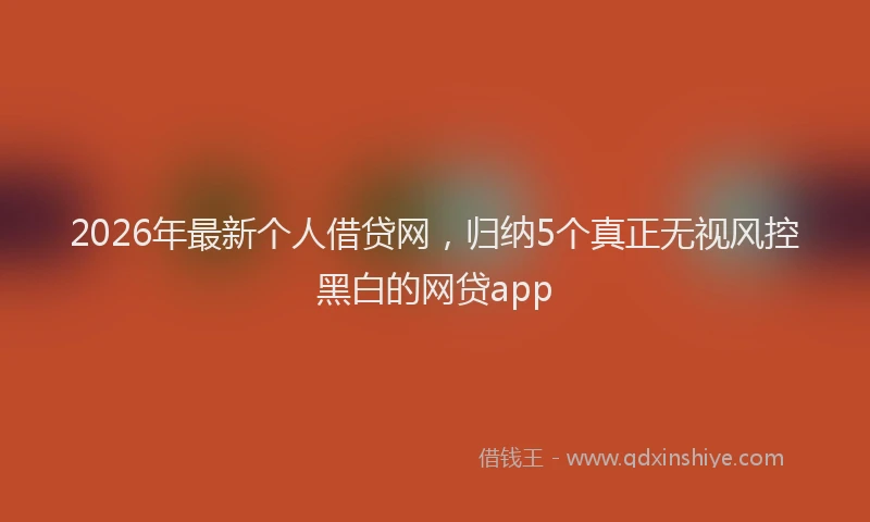 2026年最新个人借贷网，归纳5个真正无视风控黑白的网贷app