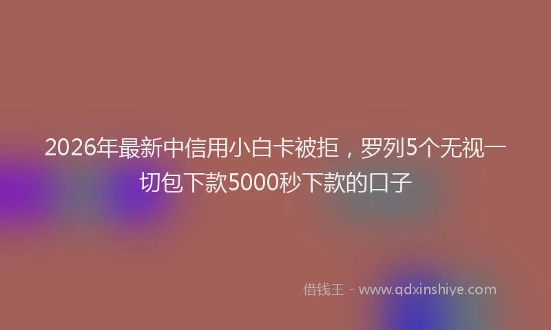 2026年最新中信用小白卡被拒，罗列5个无视一切包下款5000秒下款的口子