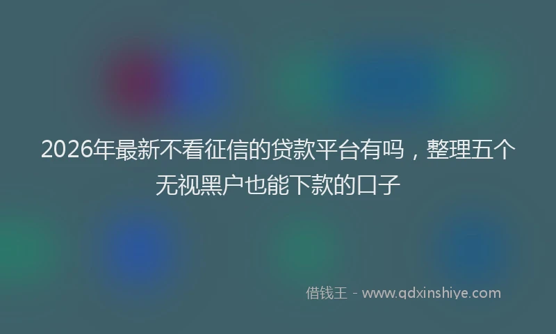 2026年最新不看征信的贷款平台有吗，整理五个无视黑户也能下款的口子