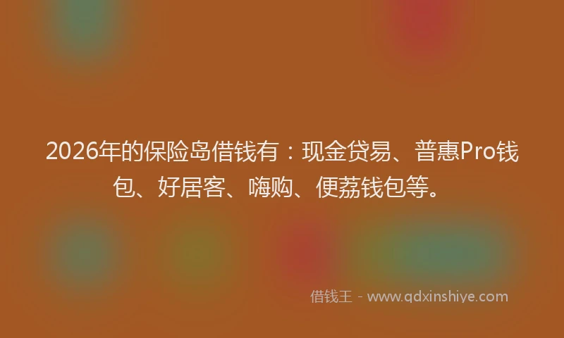 2026年的保险岛借钱有:现金贷易、普惠Pro钱包、好居客、嗨购、便荔钱包等。