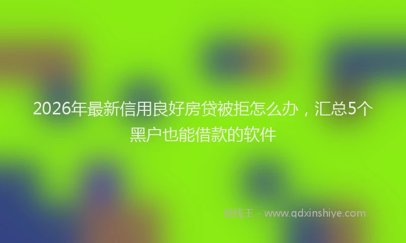 2026年最新信用良好房贷被拒怎么办，汇总5个黑户也能借款的软件