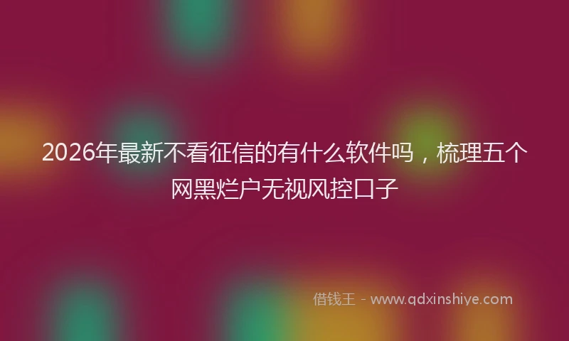 2026年最新不看征信的有什么软件吗，梳理五个网黑烂户无视风控口子