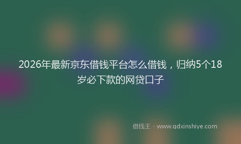 2026年最新京东借钱平台怎么借钱,归纳5个18岁必下款的网贷口子