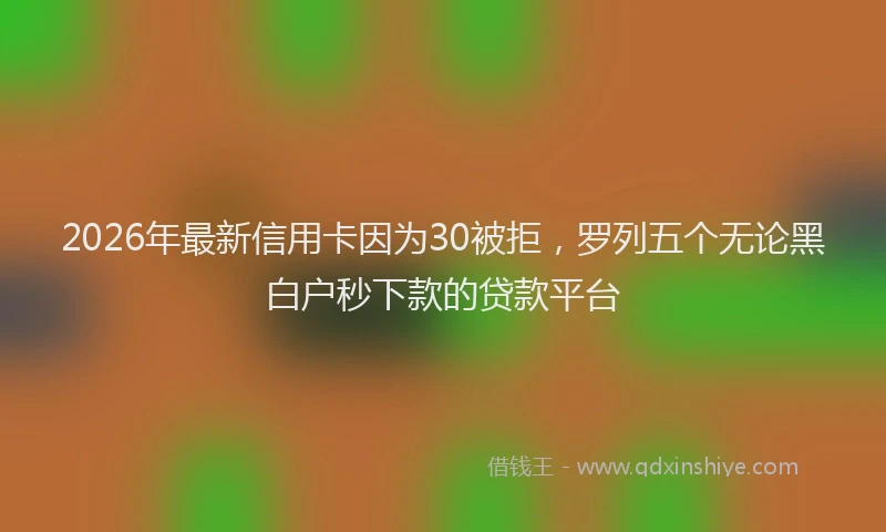 2026年最新信用卡因为30被拒,罗列五个无论黑白户秒下款的贷款平台