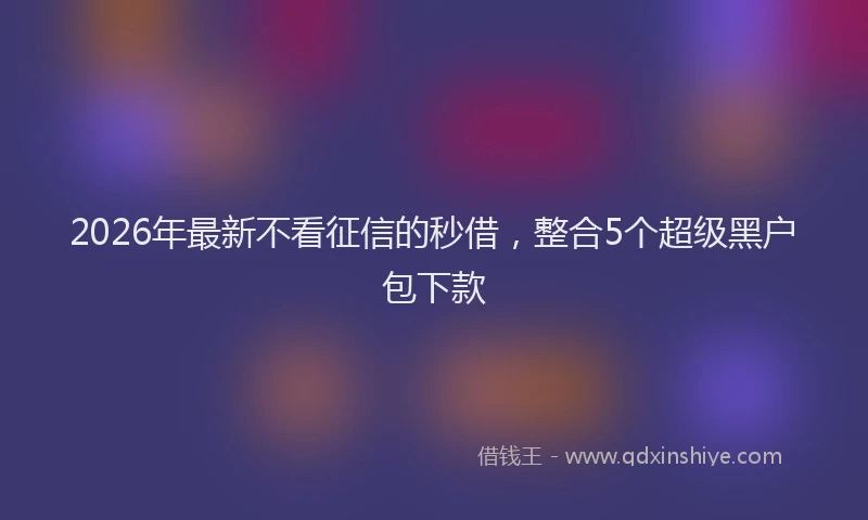 2026年最新不看征信的秒借，整合5个超级黑户包下款