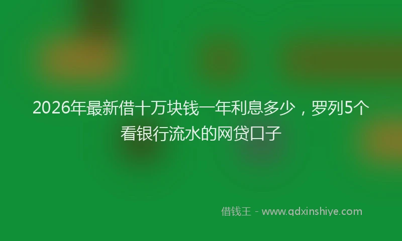 2026年最新借十万块钱一年利息多少，罗列5个看银行流水的网贷口子