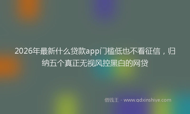 2026年最新什么贷款app门槛低也不看征信，归纳五个真正无视风控黑白的网贷
