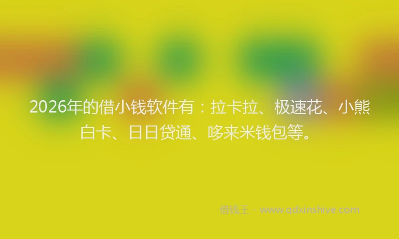 2026年的借小钱软件有：拉卡拉、极速花、小熊白卡、日日贷通、哆来米钱包等。