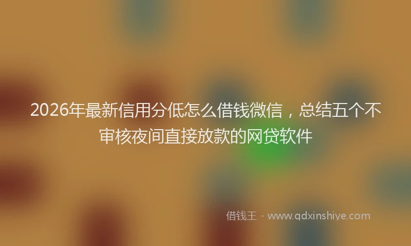 2026年最新信用分低怎么借钱微信,总结五个不审核夜间直接放款的网贷软件