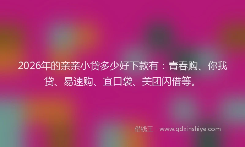 2026年的亲亲小贷多少好下款有：青春购、你我贷、易速购、宜口袋、美团闪借等。