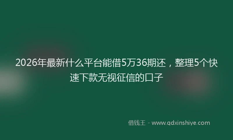 2026年最新什么平台能借5万36期还，整理5个快速下款无视征信的口子