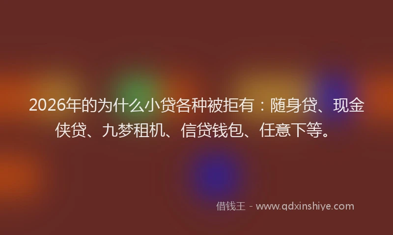 2026年的为什么小贷各种被拒有：随身贷、现金侠贷、九梦租机、信贷钱包、任意下等。