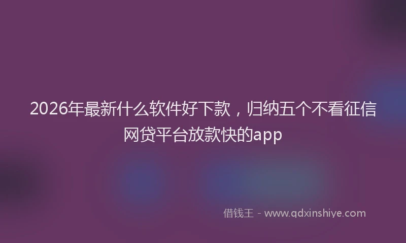 2026年最新什么软件好下款，归纳五个不看征信网贷平台放款快的app
