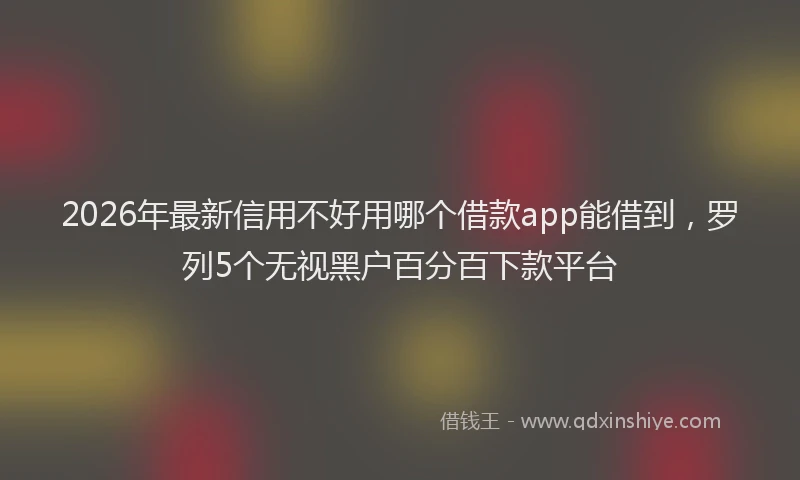 2026年最新信用不好用哪个借款app能借到，罗列5个无视黑户百分百下款平台