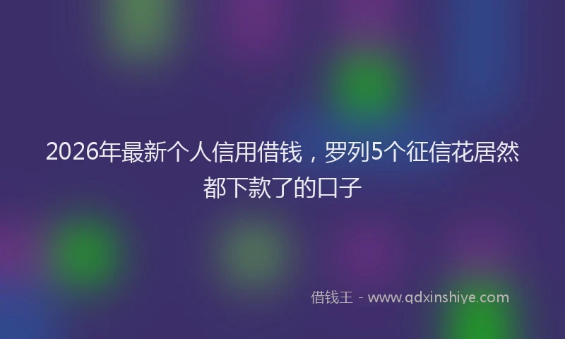 2026年最新个人信用借钱,罗列5个征信花居然都下款了的口子