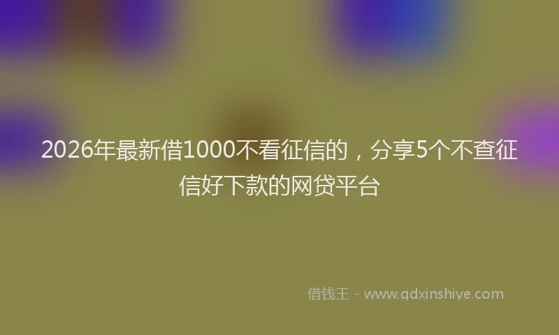 2026年最新借1000不看征信的，分享5个不查征信好下款的网贷平台