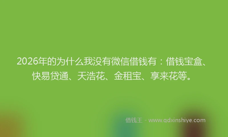 2026年的为什么我没有微信借钱有：借钱宝盒、快易贷通、天浩花、金租宝、享来花等。