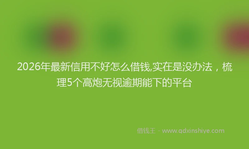 2026年最新信用不好怎么借钱,实在是没办法，梳理5个高炮无视逾期能下的平台
