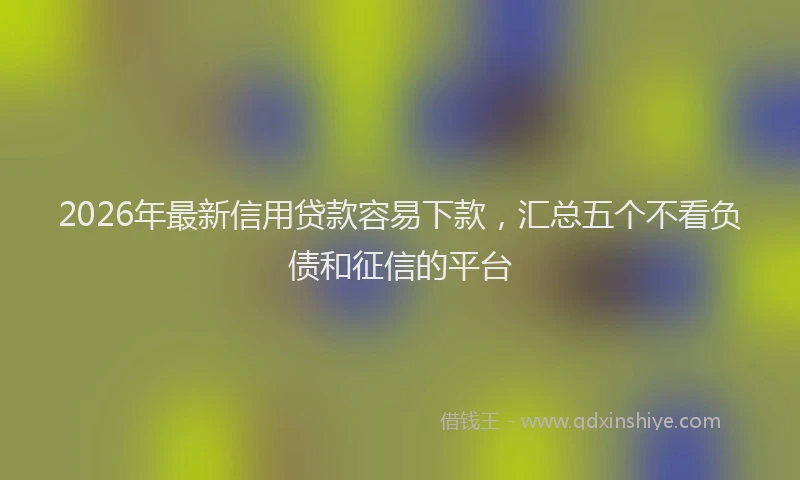 2026年最新信用贷款容易下款，汇总五个不看负债和征信的平台