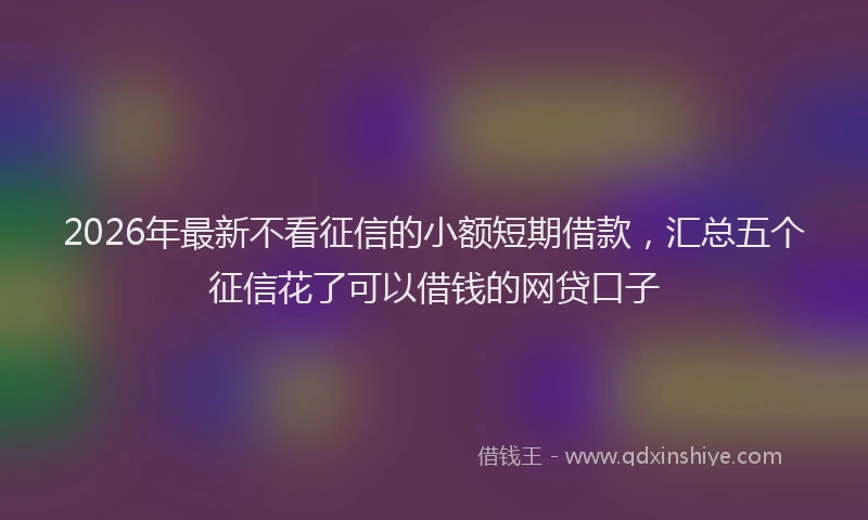 2026年最新不看征信的小额短期借款，汇总五个征信花了可以借钱的网贷口子