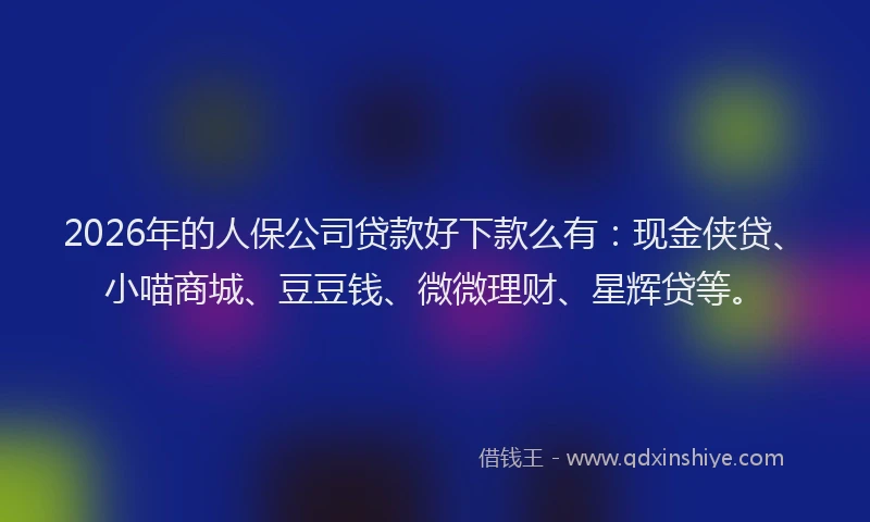 2026年的人保公司贷款好下款么有:现金侠贷、小喵商城、豆豆钱、微微理财、星辉贷等。