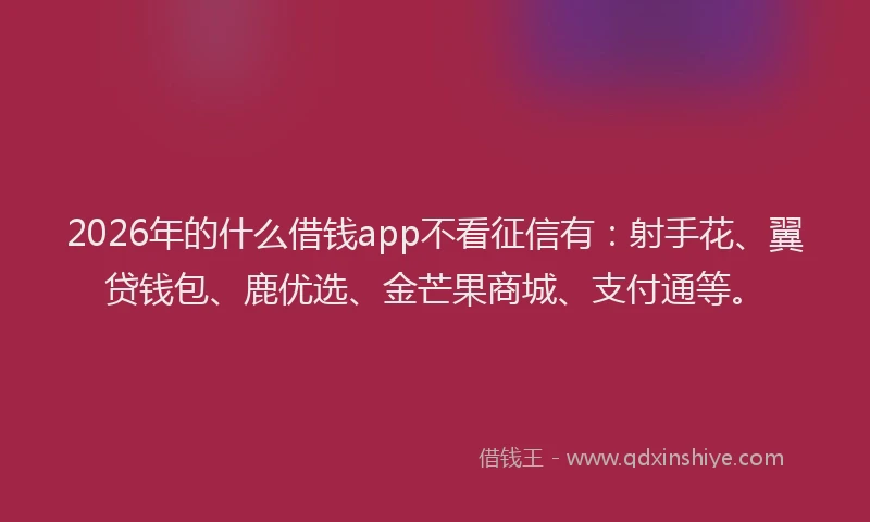 2026年的什么借钱app不看征信有:射手花、翼贷钱包、鹿优选、金芒果商城、支付通等。