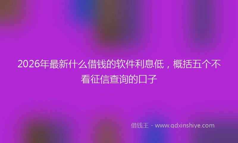 2026年最新什么借钱的软件利息低，概括五个不看征信查询的口子